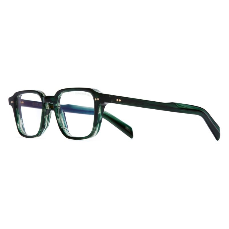 GR07 Square Glasses-Striped Dark Green